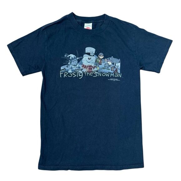 Vintage 90s Frosty the SnowMan T-Shirt Size Small Navy‎ - Picture 1 of 9